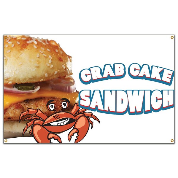 Signmission Crab Cake Sandwich Banner Concession Stand Food Truck Single Sided B-96 Crab Cake Sandwich19 - main